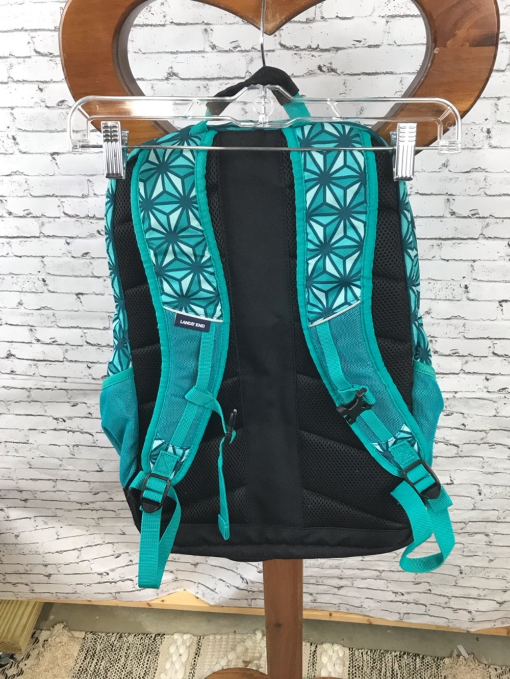 Land’s end | Turquoise Geometric Pattern Backpack - Picture 2 of 8